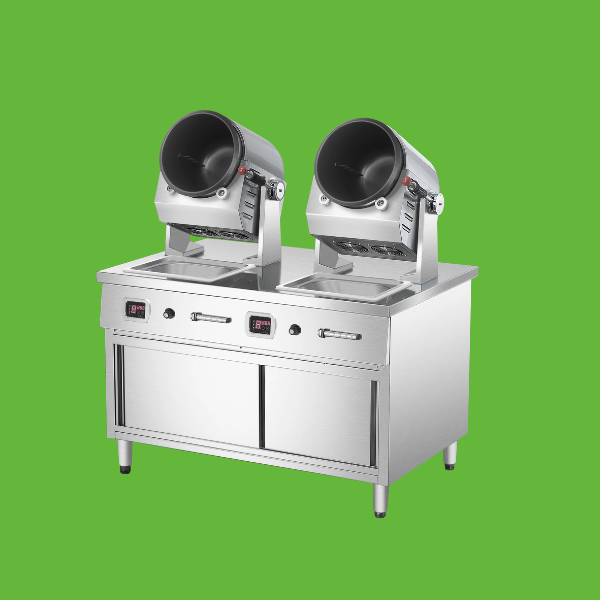 简易立式双头滚筒炒菜机 (电磁款)